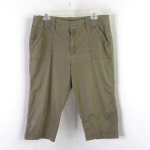 Christopher & Banks Women's 8 Khaki Army Green Lightweight Cotton Capri Pants